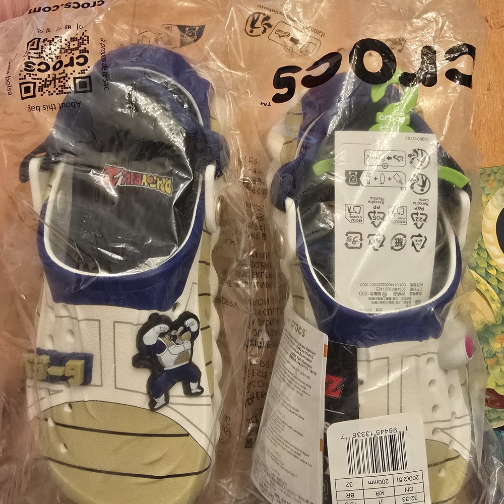 CROCS Kids' Blue and White Sandals with Cartoon Design Kids Size 1